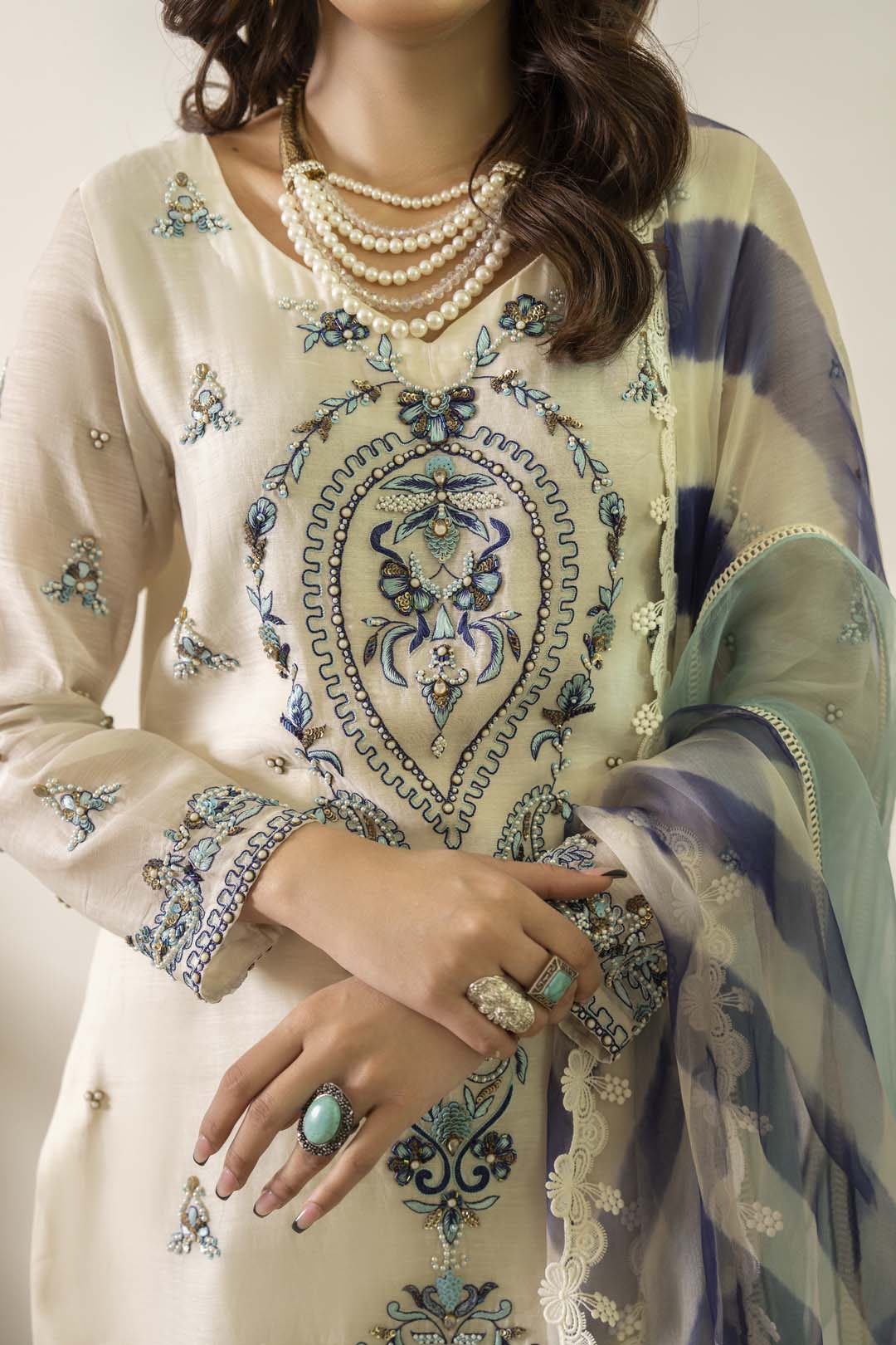 Luxe Silk Lawn Lace Detailing